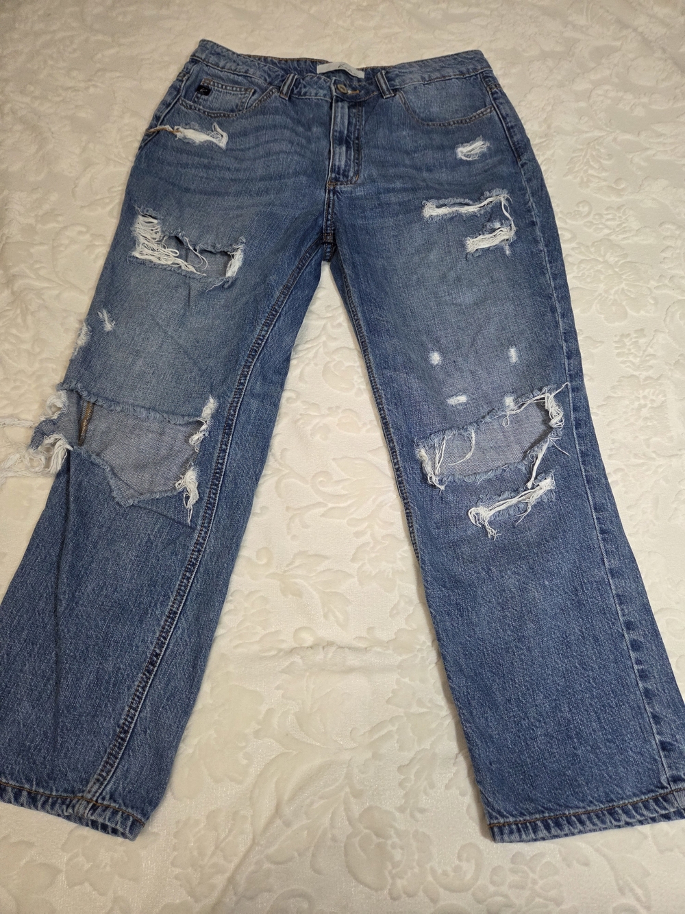 KAN CAN Distressed High-Rise Straight Leg Jeans - Size 11 / 29 (Style KC9144M)